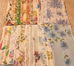 Vtg Lot of 25 Fat Quarters Upcycled Floral Bed Sheets Sewing Crafting 22 Designs