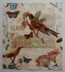 Fabric Cotton Birds Butterfly Music Sheet 7 7/8″ L x 6 7/8″ W Tan Background