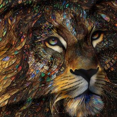 35.5″ X 44″ Panel Guilded Collection Majestic Lion Animal Cotton Fabric D375.93
