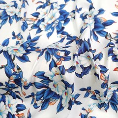 55” Wide By Yard China Ethnic Blue White Fabric Viscose Material For Dress