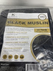 Versatile 60in Wide Black Muslin Fabric – Soft Touch, 10 Yards, Multiple Uses