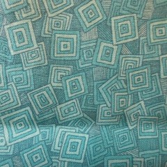 Cotton FABRIC shades of turquoise/aqua ~geometric Piece 1yd 27″ L x 20″ wide