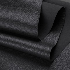 Black Faux Leather Fabric By the Yard Synthetic Repholstery Marine Vinyl for DIY