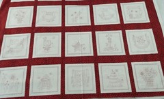Maywood Summertime Fabric Panel Red Americana Cottagecore Cheater Blocks 27″x45
