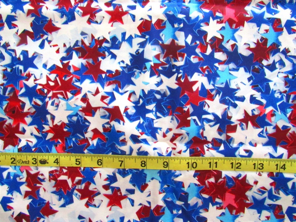 1 yd Cotton Fabric Red, White & Blue Stars All Over