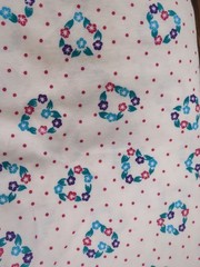 Lot of Fabric, hearts and flowers, white, yellow, blue, pink, 1lb 13oz