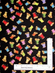 Sew Thread Spool Toss Black Fabric By the Yard Cotton Loralie Designs