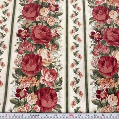 Return To Romance Maywood Studio Striped Floral Cotton Fabric Remnant 17″ x 44″
