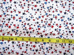 1 yd Cotton Patriotic White with Red & Blue & Dark Blue Stars