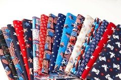 2.5 inch America Patriotic Jelly Roll 100% cotton fabric quilt strips 17 piece