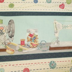 Sew Little Time by Danielle Leone Repeating Stripe Cotton Fabric Blue 1 1/2 yds