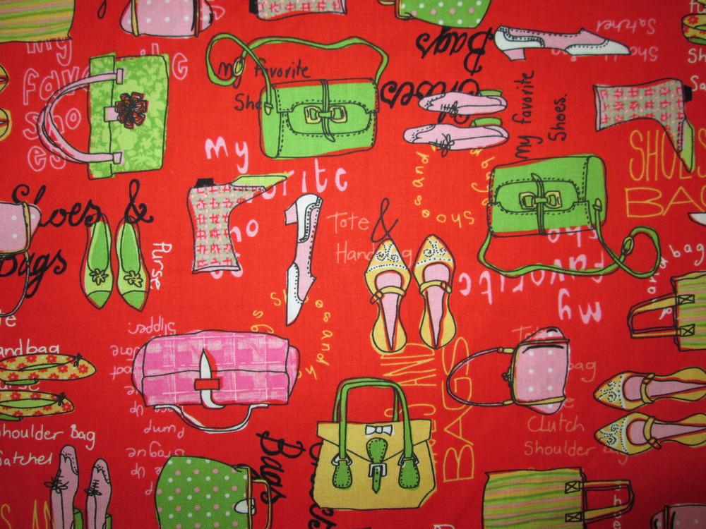 DIVA PURSES SHOES HAND BAGS PURSE RED COTTON FABRIC FQ