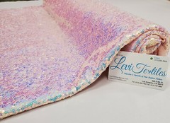 Iridescent Blue Glitz Sequins Fabric / 3mm Sequin on Poly Mesh BTY