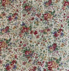 Vtg Country Floral Fabric By The Kesslers For Concord Pink Blue Off White BTY