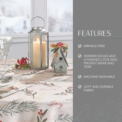 Home Fashions Holiday Tree Trimmings Wrinkle Resistant Fabric Christmas Tableclo