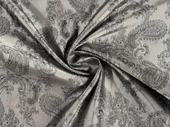 Paisley Jacquard Satin Lining Fabric Material ASH GREY