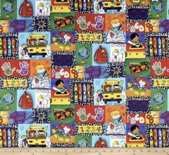 School Bus, Classroom, Cotton Fabric 1/3 Yard 42″W X12″ L