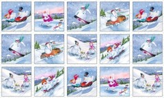 SALE ~ Christmas Block Panel “Let It Snow”, by Elizabeth Studios Cotton Fabric
