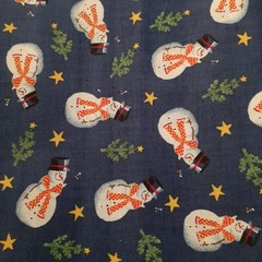 Set of Christmas Holiday Cotton Fat Quarters Blue Santa Snowflake Candy Cane 6ct