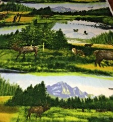 Rod Frederick Wildlife Print Fleece Fabric MMFab 40″ x 60″ Green Nature Scene