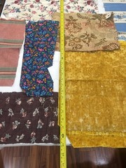 10 Pieces Of French Antique Textiles. Cotton, Linen, Print, Jacquard. Quilting.