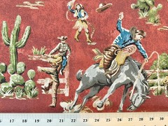 Cowboy Rodeo Fabric, Waverly Southwestern Horse Ranch Western Cattle Cotton Duck