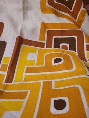 Vtg 60s 70s Geometric Op-art Fabric Woven Linen Blend ? MCM 47×82