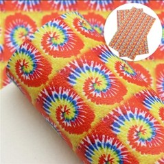 Tie Dye FAUX LEATHER SHEET 8.75″ x 12″ WHOLESALE 1102313 Litchi Hippie 60’s