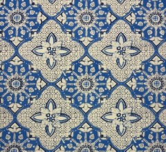 QUADRILLE CHINA SEA NEW BATIK FRENCH BLUE NAVY LINEN FABRIC 2.1 YARD 52″W