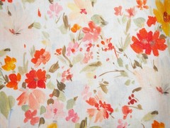 100% linen fabric; floral orange and yellow flowers; dress weight