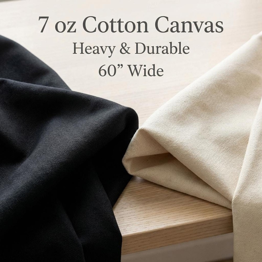 Cotton Canvas Fabric 7 Oz Natural Heavy Duty 60 Inch Wide Durable