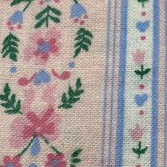 Vtg Fabric Lanz of Salzburg Brushed Poly Cottagecore Pink Blue Floral Hearts