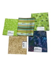 Cotton Fat Quarter Fabric Bundle Lot Green Beige Blue Quilting Crafts