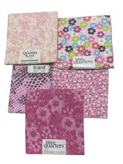 Fat Quarter PINK Bundle of 5 New 100% Cotton Quilting Fabric Assorted Pinks