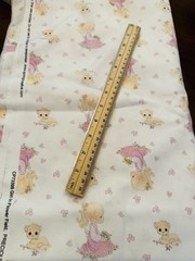 NEW Precious Moments Cotton Fabric GIRL IN FLOWER FIELD Kitty 2 YDS 44″W Pink
