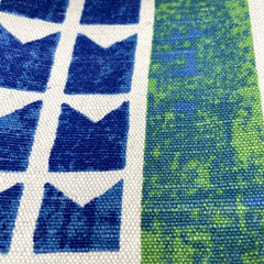 VTG 60s 5th Avenue Design Screen Printed Fabric Mid Century Modern 56 x 50 Blue