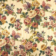 Vintage Mill Creek Floral GARDEN Pastel Yellow Cotton Drapery Pillow Fabric BTY