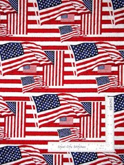 July 4 Patriotic American Flag Fabric By the Yard Cotton Red White Blue