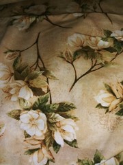 6 Yards Cotton Fabric Albina Hristova Design Cream & Green Floral Tuscan Garden