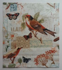 Fabric Cotton Birds Butterfly Music Sheet 8″ L x 7″ W Cream Background