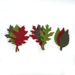 18 Assorted Tattered Fall Leaf Wool Blend Felt Die Cuts
