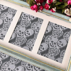 60 * 36 Inches Lace Fabric 1 Yard White Skull Pettern Lace Fabric 1 Yd Non-Str