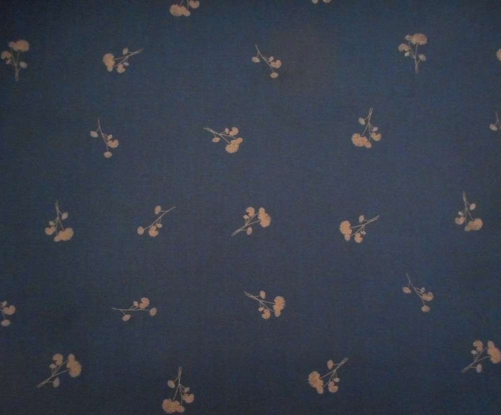 Civil War Reproduction Fabric By The Half-Yard Tan Floral on Navy Blue Cotton