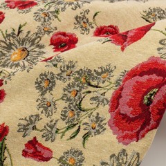 Vintage Poppy French Woven Jacquard Tapestry Fabric for Garment Dress 58″width