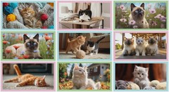 Purrfect Stitches Collage Fabric Panel ~ 24″ x 44″ ~ Cats and Kittens