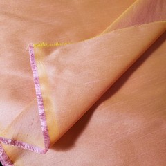 PINK LEMONADE FAUX SILK DUPIONI FABRIC 58″ TWO TONE PINK YELLOW BY THE YARD