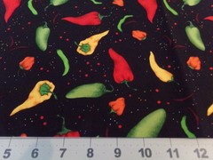 1 YD X 44″ VINTAGE SALSA PICANTE by LORILYNN SIMMS COLOFUL PEPERS COTTON OOP