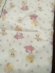 NEW Precious Moments Cotton Fabric GIRL IN FLOWER FIELD Kitty 2 YDS 44″W Pink