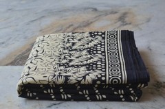 Black & Beige Hand Print Fabric 100% Cotton 4 Yard NO DUTY CHARGES 100%✅ZK-369
