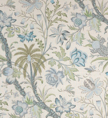 COWTAN & TOUT CURTAIN FABRIC DESIGN Arabella 3.5 METRES SKY/FERN LINEN BLEND